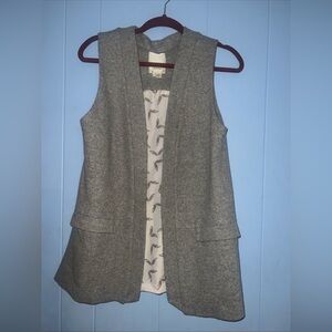 Elevenses Vest Womens S Small Gray Wool Blend Open Front Longline Anthropologie